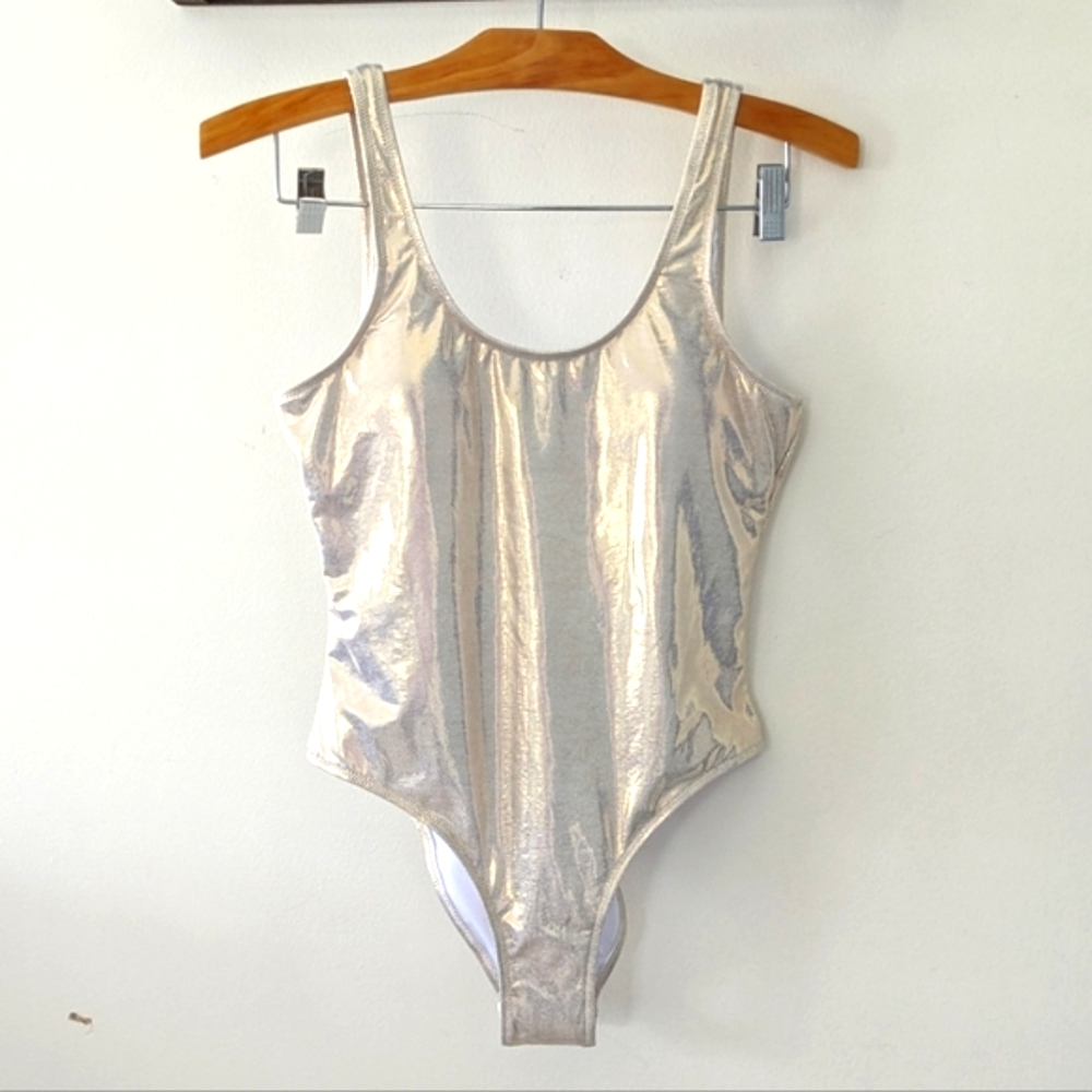 Metallic High Waisted Bathing Suit Medium NWT